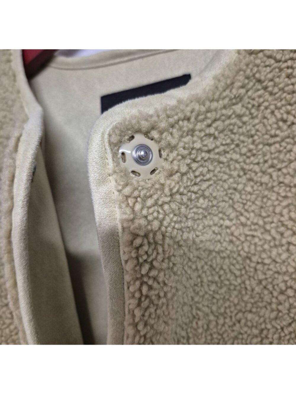 Zara Beige Faux Shearling Snap-Button Coat With Front Pockets - Picture 4 of 8